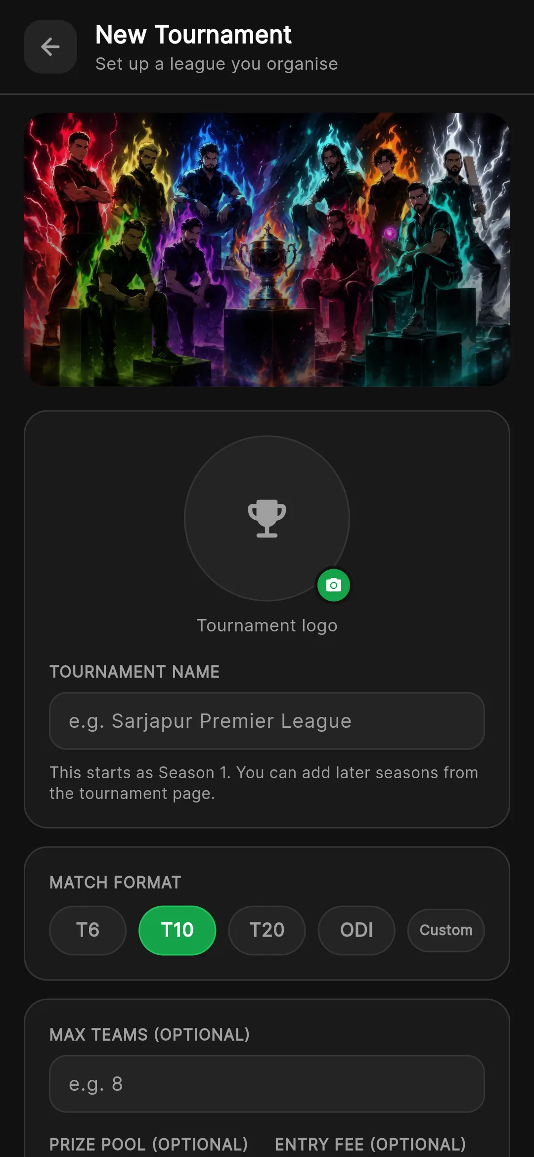 A Krickit tournament points table